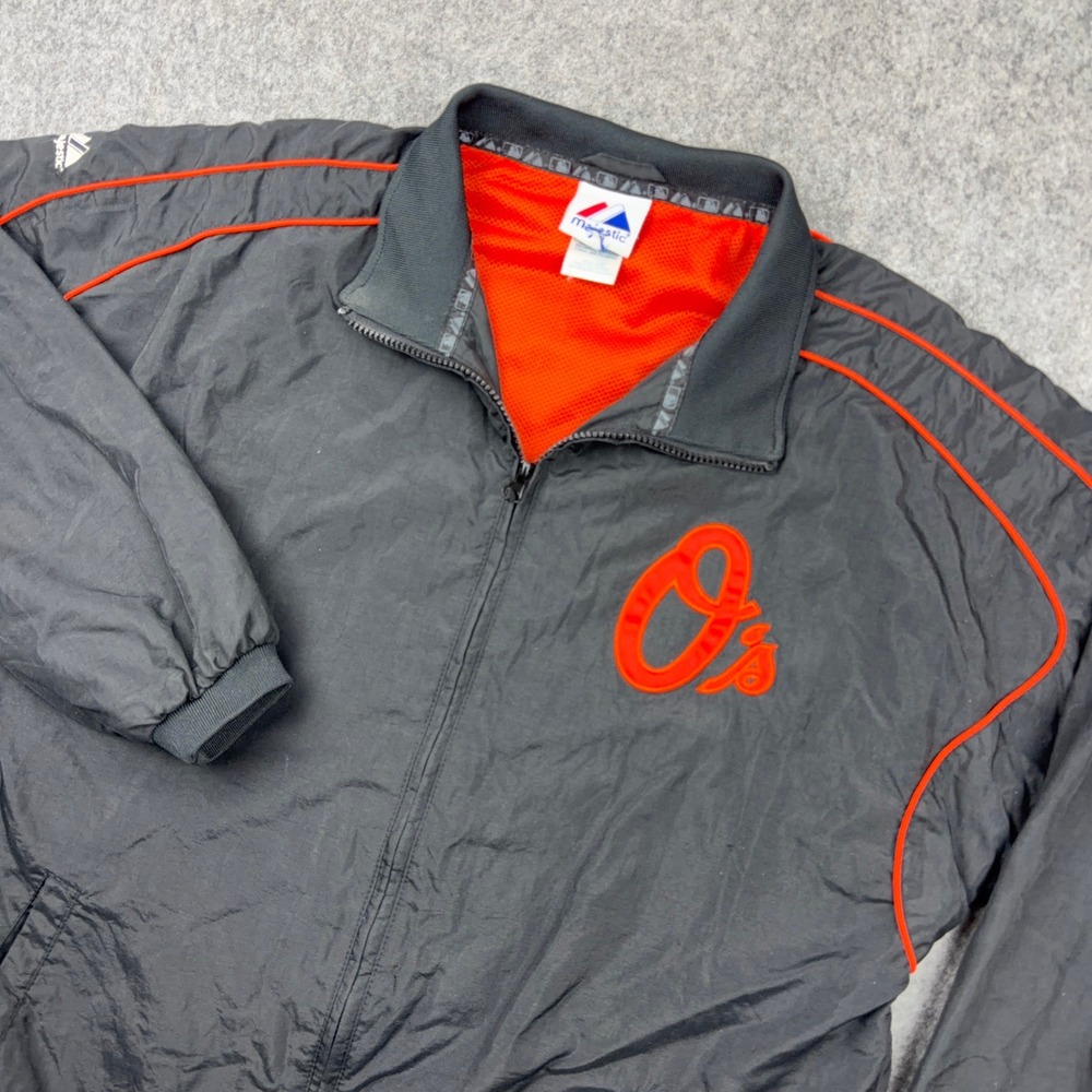 VTG Baltimore Orioles Jacket Kids XL 18/20 Black Windbreaker Full Zip Majestic